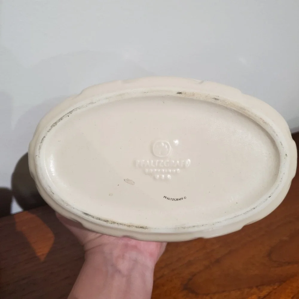Pfaltzgraff Rare Remembrance Oval Ceramic Basket with Handle‎